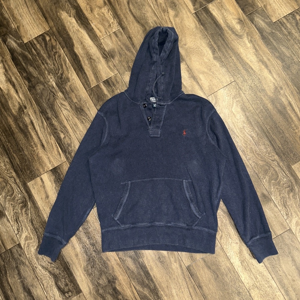 Polo Ralph Lauren Pullover Hoodie Long-Sleeve Men's Medium Faded Navy Blue